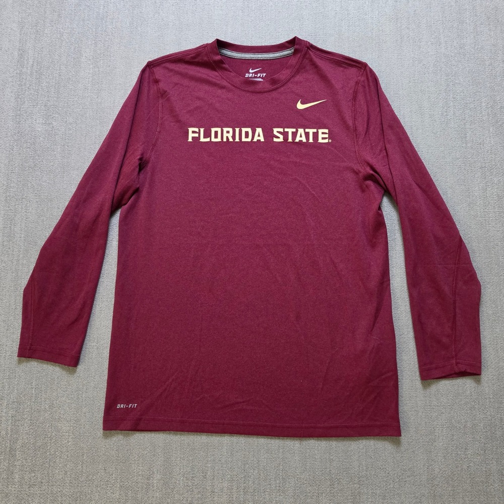 Nike Florida State Shirt Kids Large Maroon Long Sleeve Dri-FIT Graphic Tee